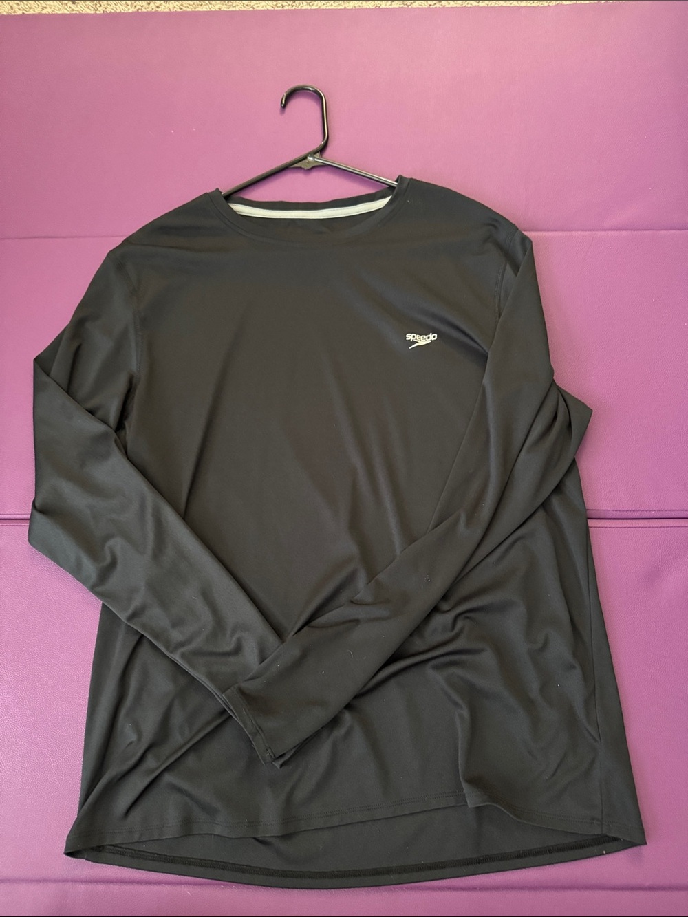 Speedo Black Long-Sleeve Swim Shirt with Subtle Logo